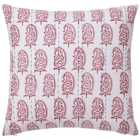 Sahara-Yasmin Hand-Stitched Reversible Pillow Cover - Red